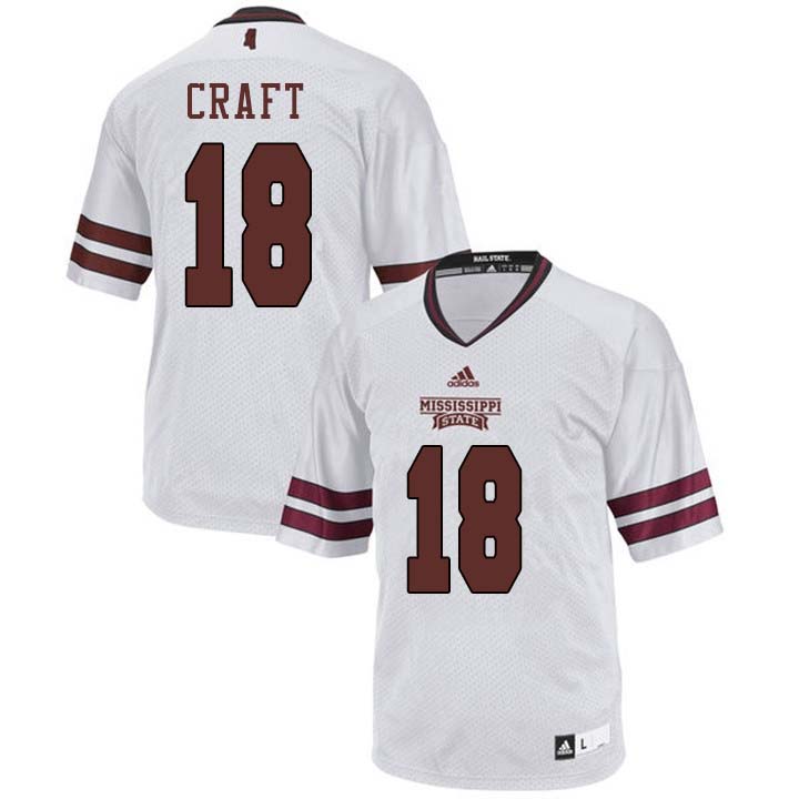 Men #18 Londyn Craft Mississippi State Bulldogs College Football Jerseys Sale-White - Click Image to Close